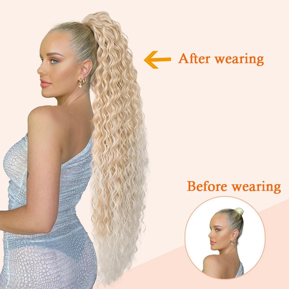 36 - Inch Curly Drawstring Ponytail Extension - HalleBeauty