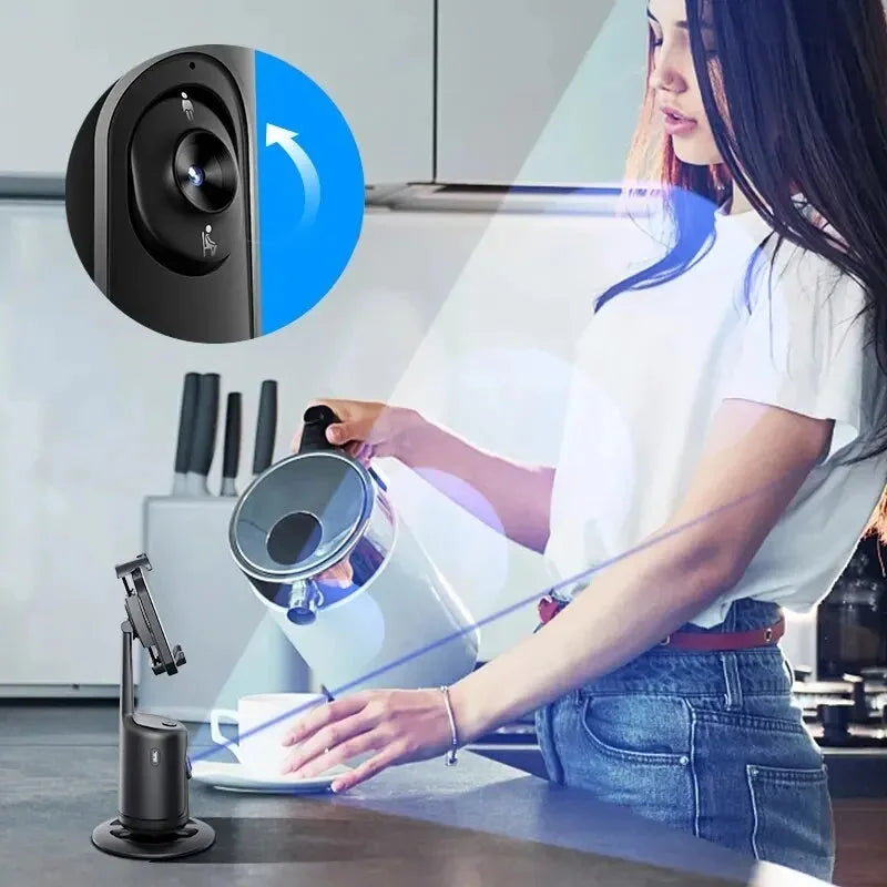 360 Auto Face Tracking Gimbal: AI Smart Holder & Live Stabilizer - HalleBeauty