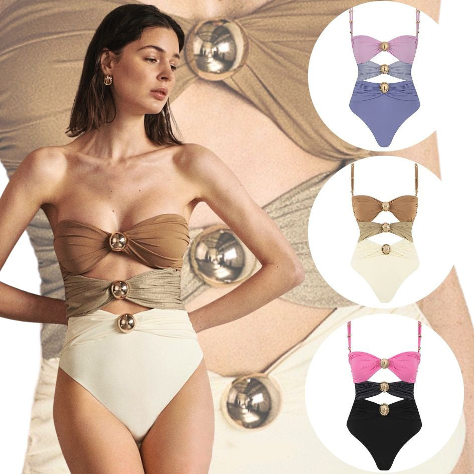 Elegant One-Piece Swimsuit with Buckle Accent