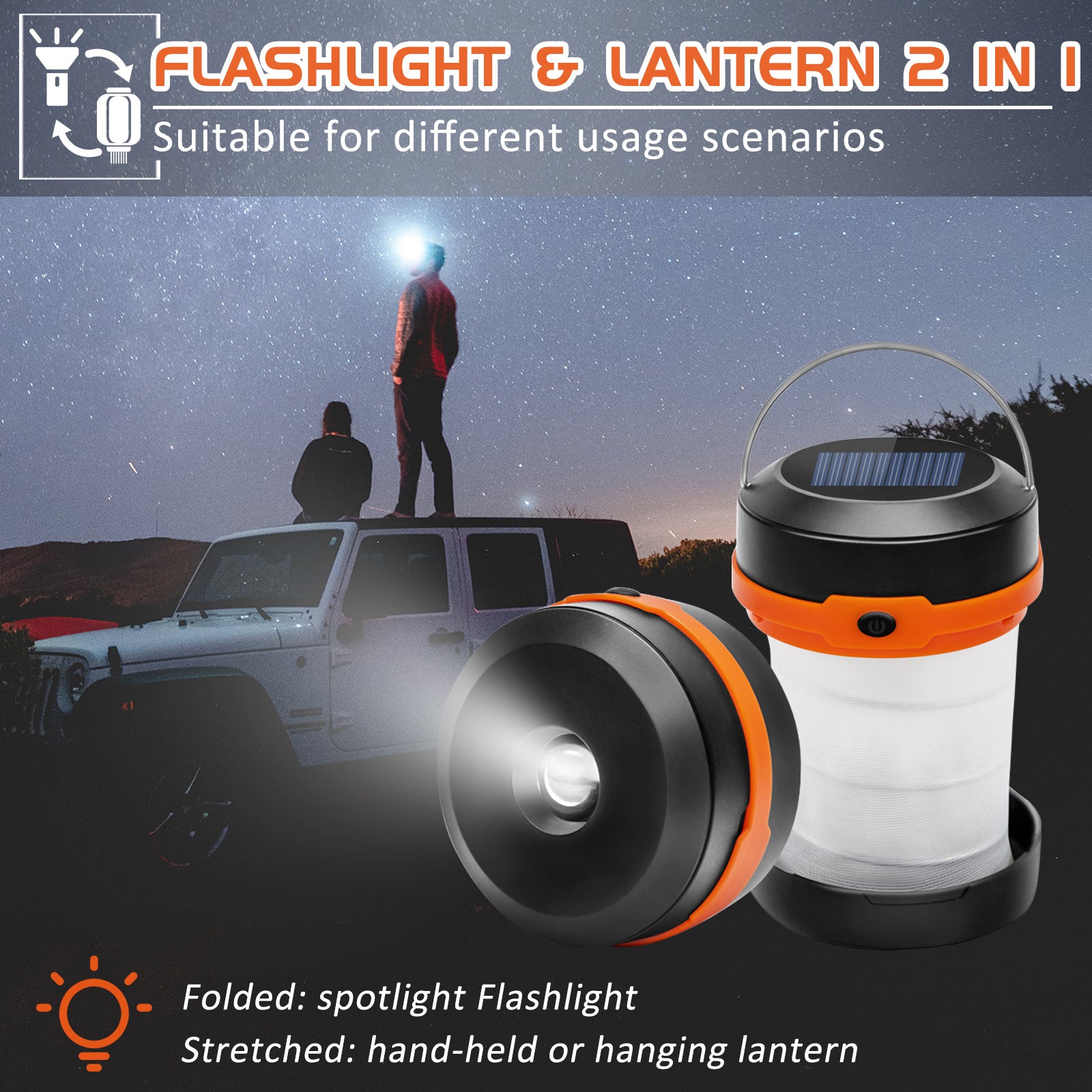 Wanjo Solar Camping Lantern | Collapsible & Rechargeable