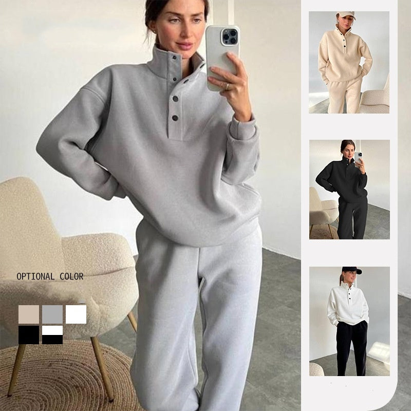 Oversized Solid Hoodie & Pant Set - 2 Piece