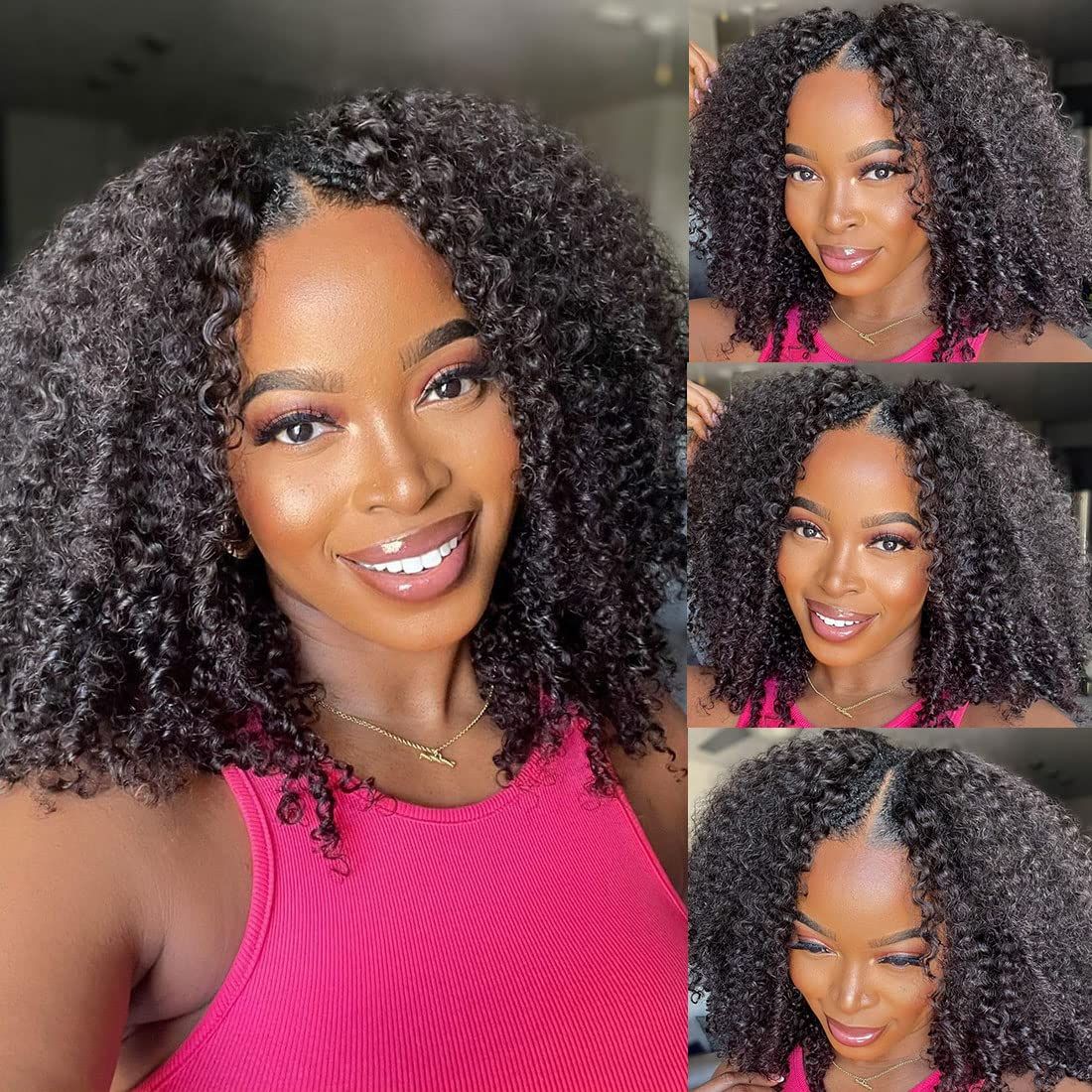 Kinky Curly V Part Wig-Human Hair