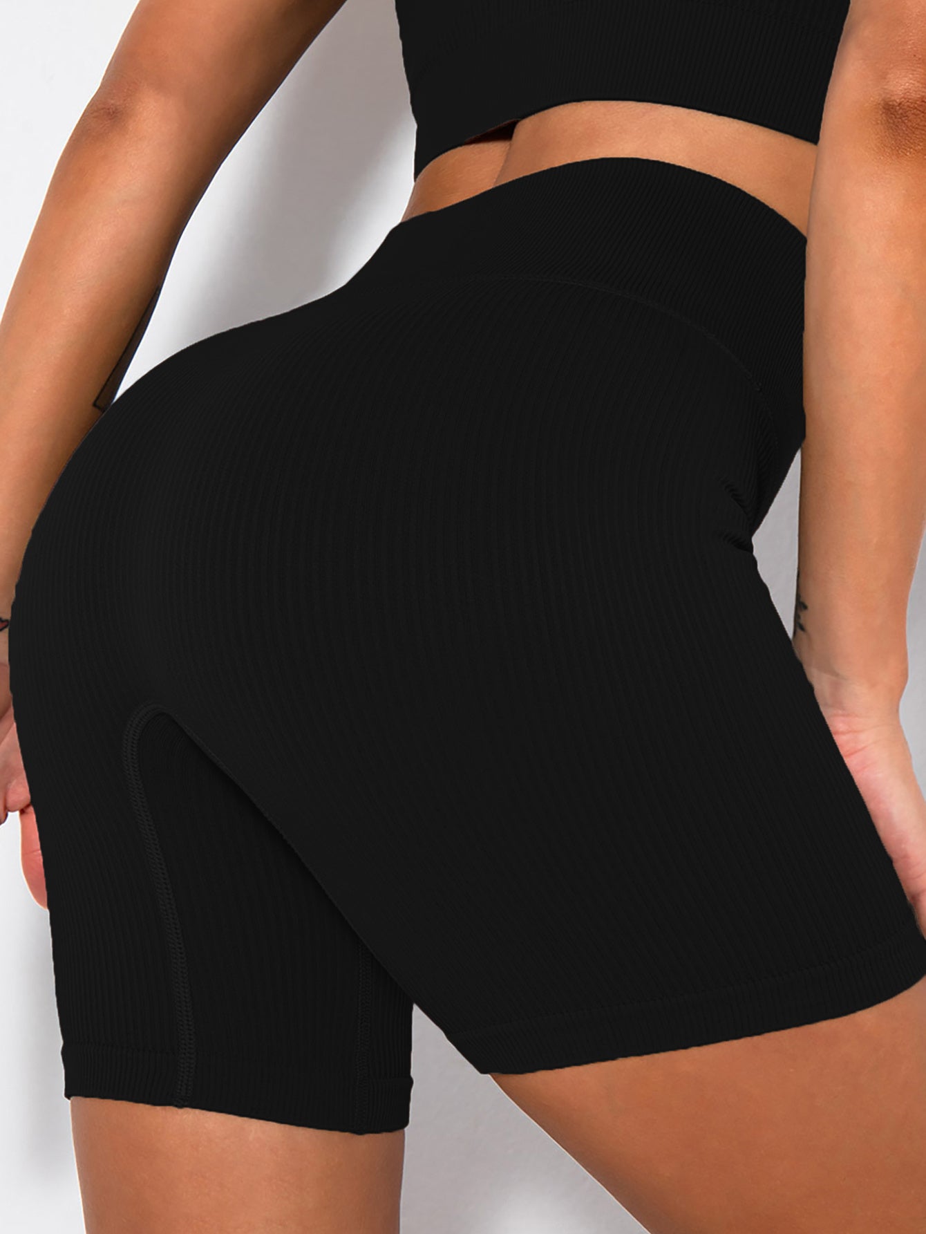 Seamless Ribbed Yoga Shorts | High Waist Workout Fit