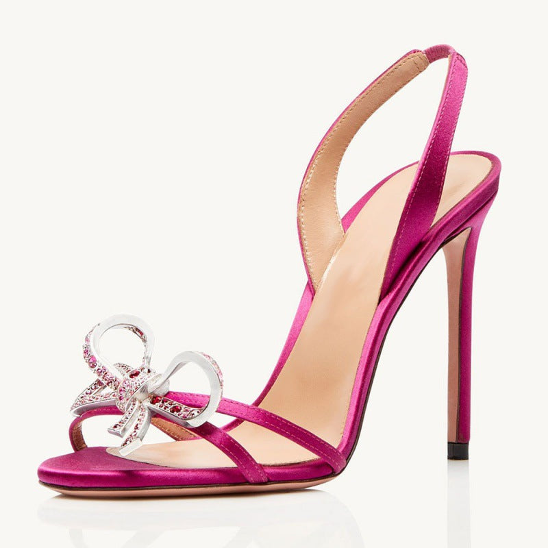 Diamond Bow High Heel Sandals for Women - HalleBeauty