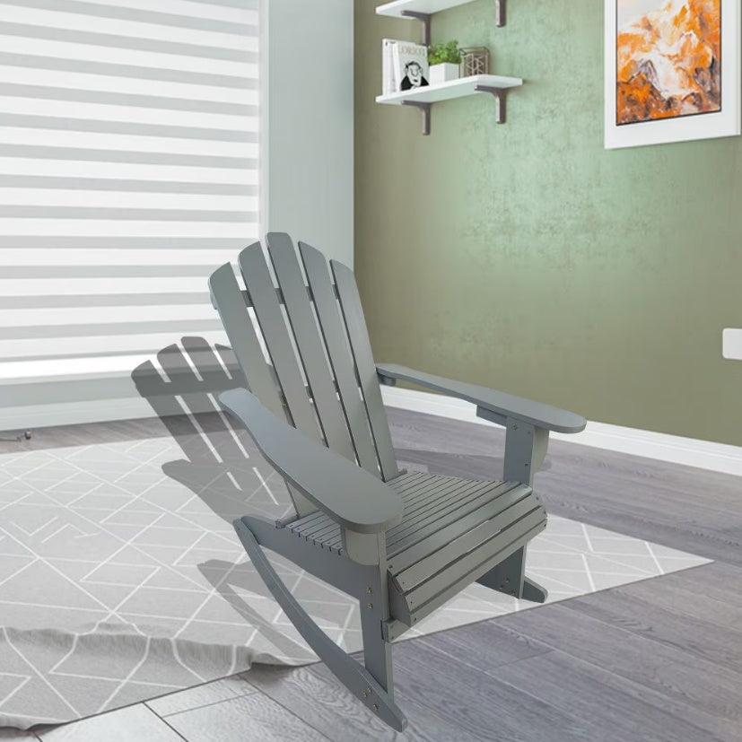 Reclining Wooden Rocking Adirondack Chair | Outdoor Relax