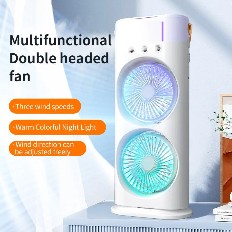 Portable Double-Ended Spray Fan and Humidifier - Mini Air Conditioner