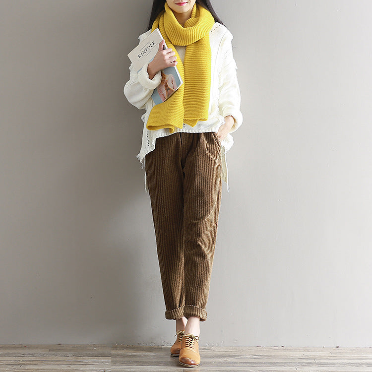 Women's Large Size Corduroy Pants - Loose Casual Fall Trousers