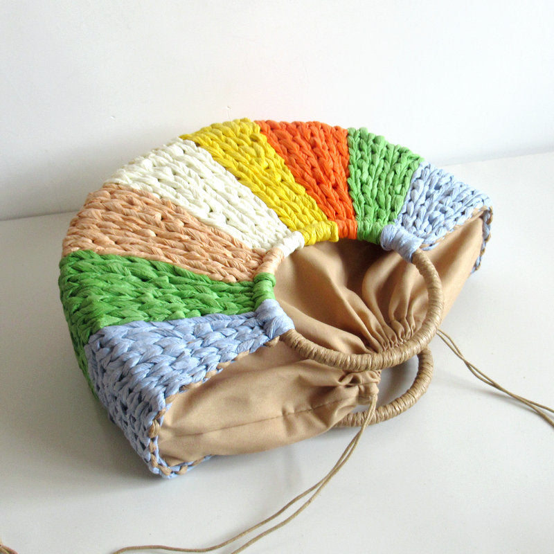 Mixed Color Woven Bag – Boho Handwoven Handbag for Women | Hallebeauty