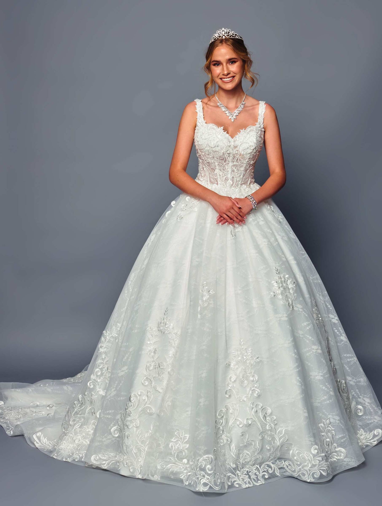DeKlaire Bridal 489 V-Neck A-Line Wedding Ball Gown