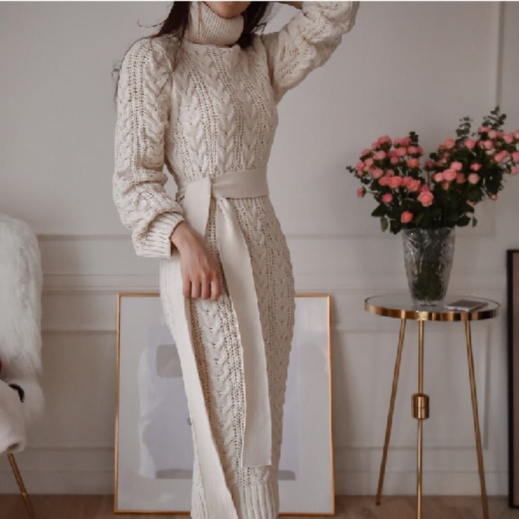 Turtleneck Sweater Dress | Cozy Knitted Bottoming Layer