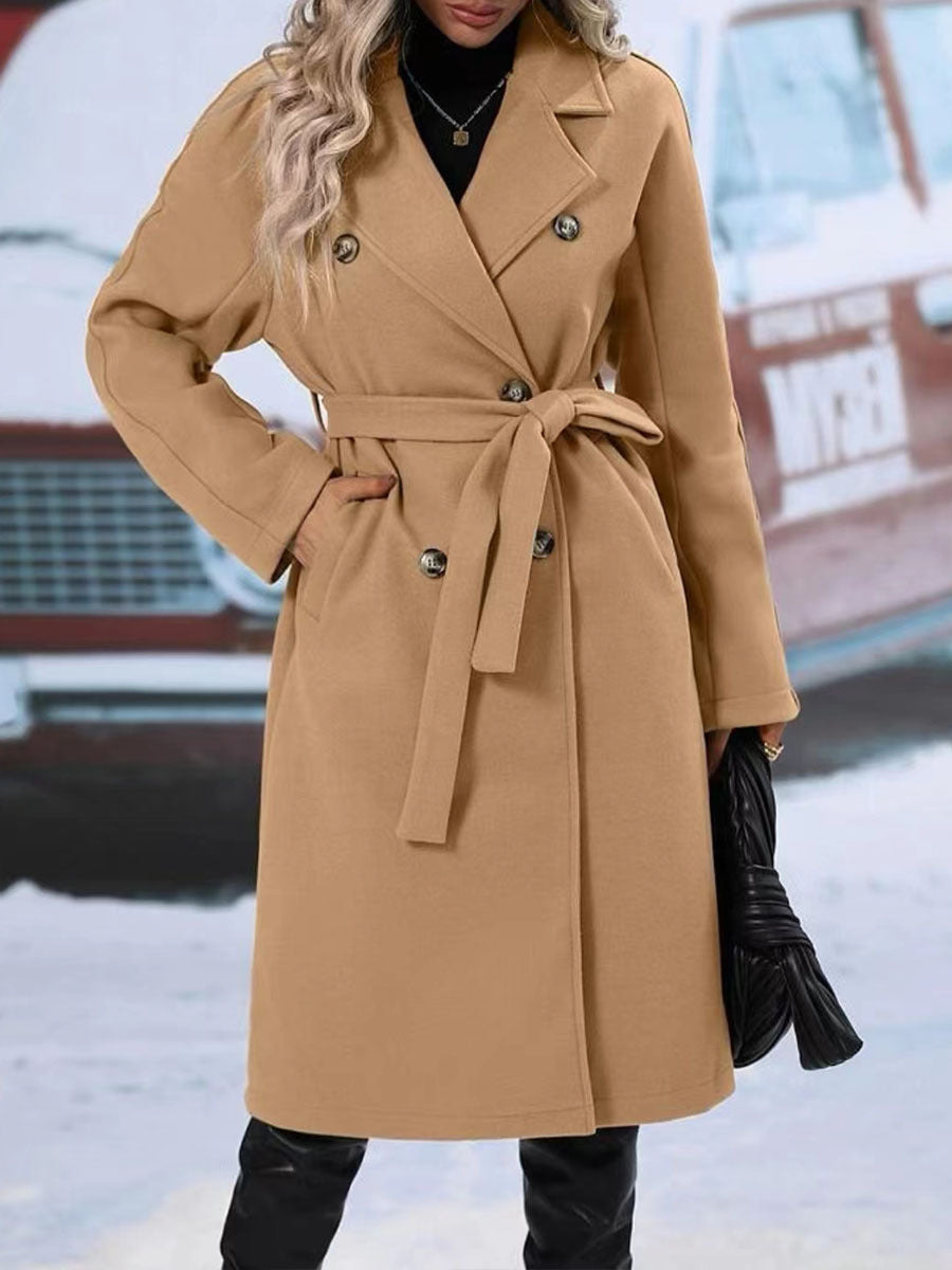 Lapel Double-Breasted Trench Coat – Timeless Winter Elegance