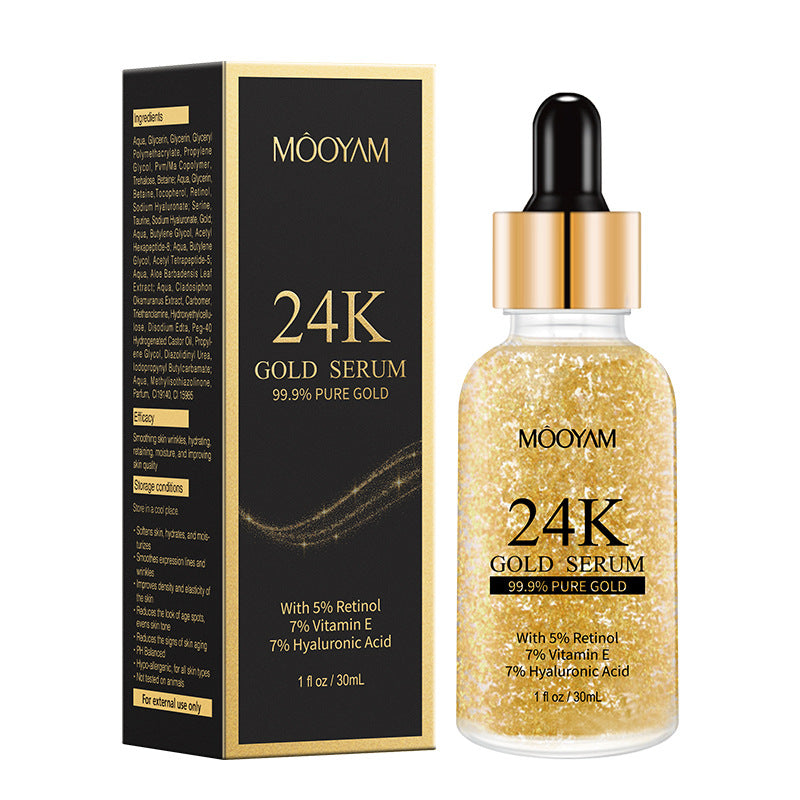 24K Gold Foil Face Serum: Vitamin E & Retinol Anti-Wrinkle Lifting Formula - HalleBeauty