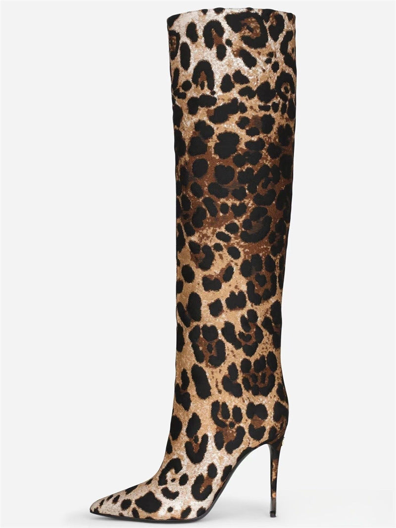 LeopardLux - Pointed Stiletto Leopard Print Boots