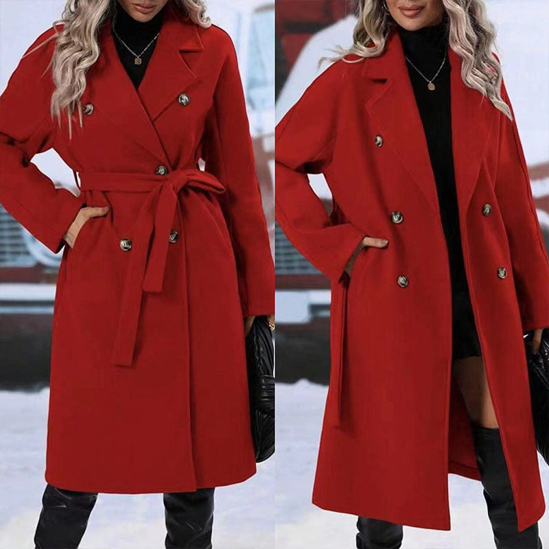 Lapel Double-Breasted Trench Coat – Timeless Winter Elegance