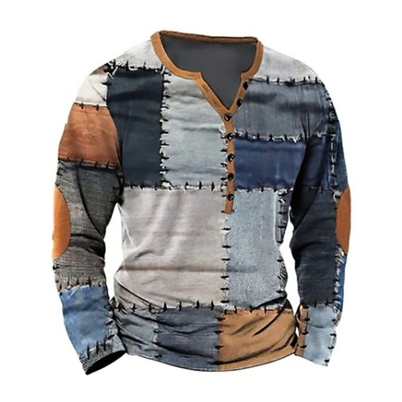 Men's Digital Art Long Sleeve Shirt-HalleBeauty