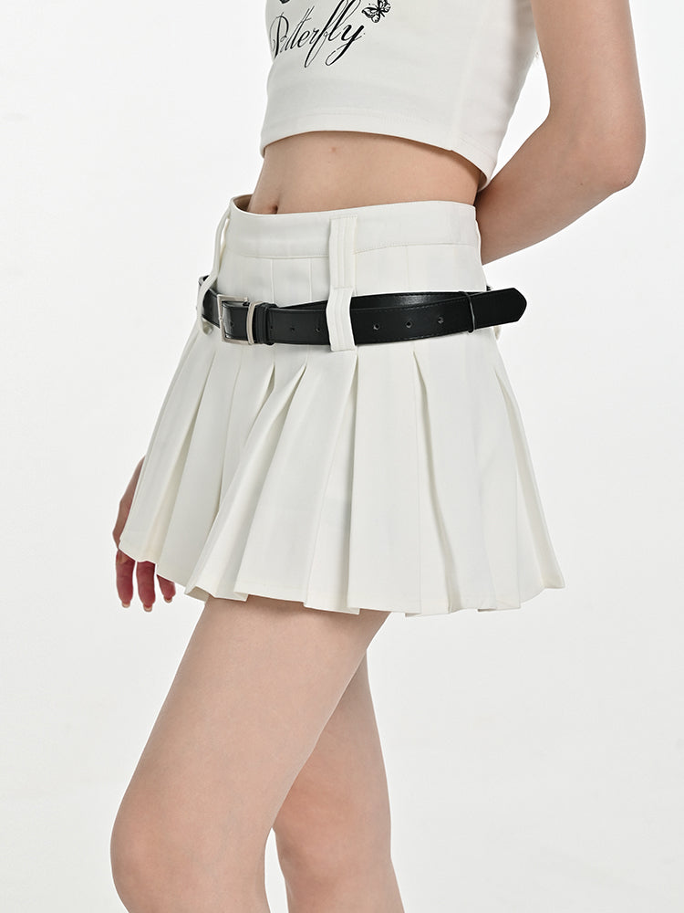 High-Waisted Pleated Mini Skirt | Hallebeauty