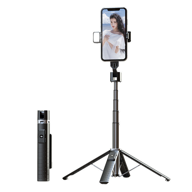 Bluetooth Selfie Stick with Double Fill Light | Quadrupod Stand