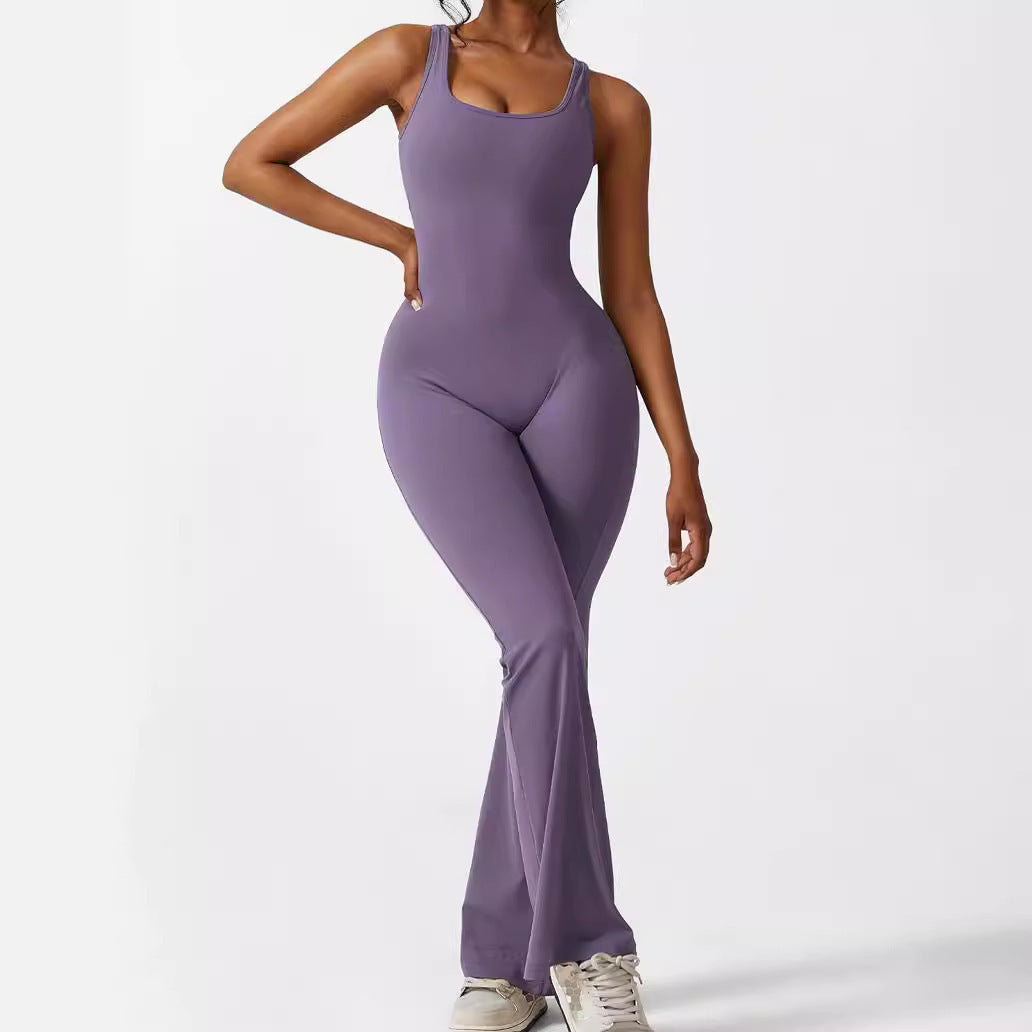 Sleeveless Flare Jumpsuit | Fitness Yoga Long Pants for Women