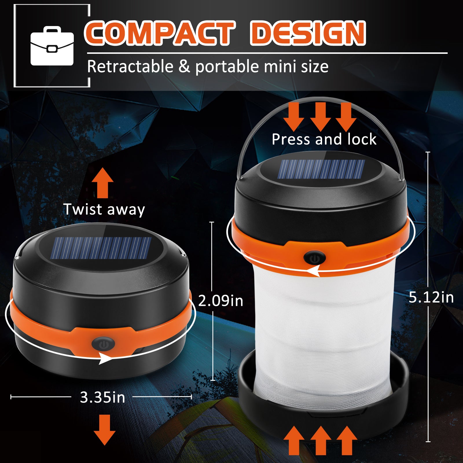 Wanjo Solar Camping Lantern | Collapsible & Rechargeable