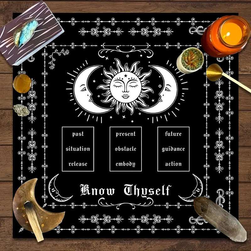 Tarot Tablecloth – Mandala, Moon Phase & Butterfly Design