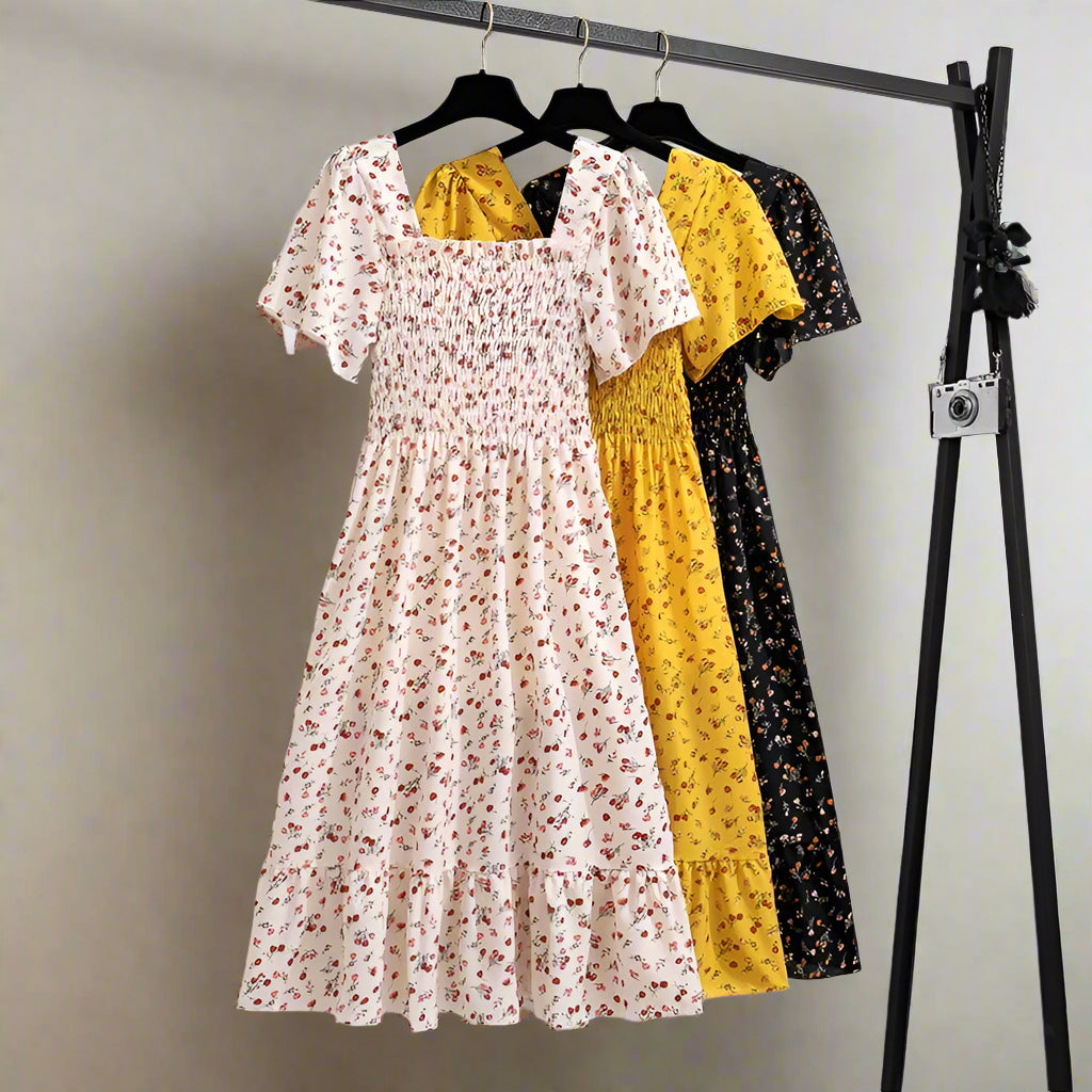 Floral Chiffon Midi Dress – Elegant