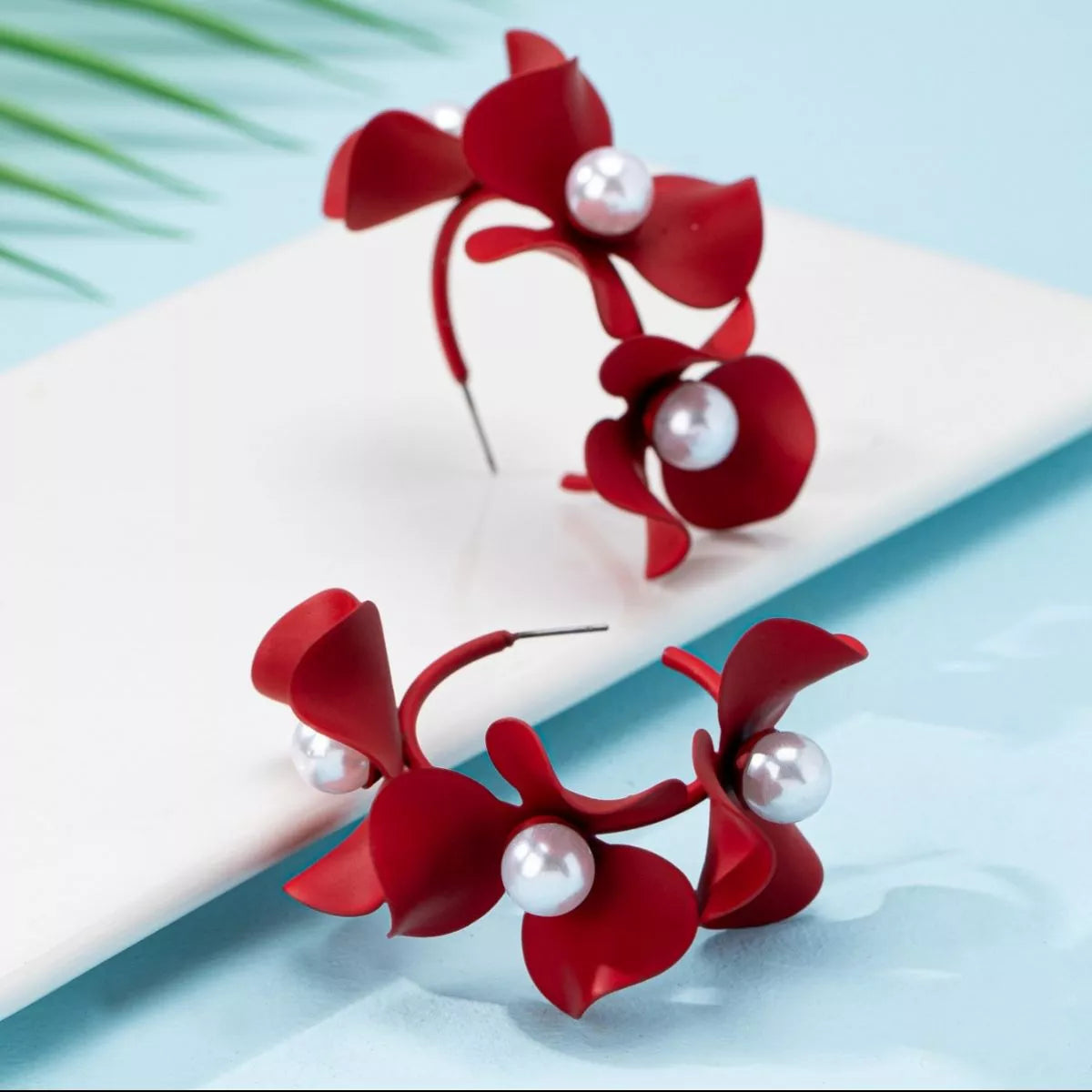 Floral Pearl Hoop Earrings | Shop Hallebeauty