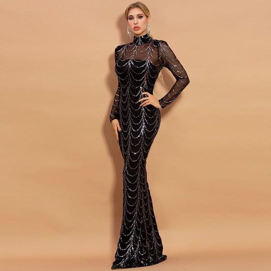 Long Sleeve Female Party Dresses Halle beauty