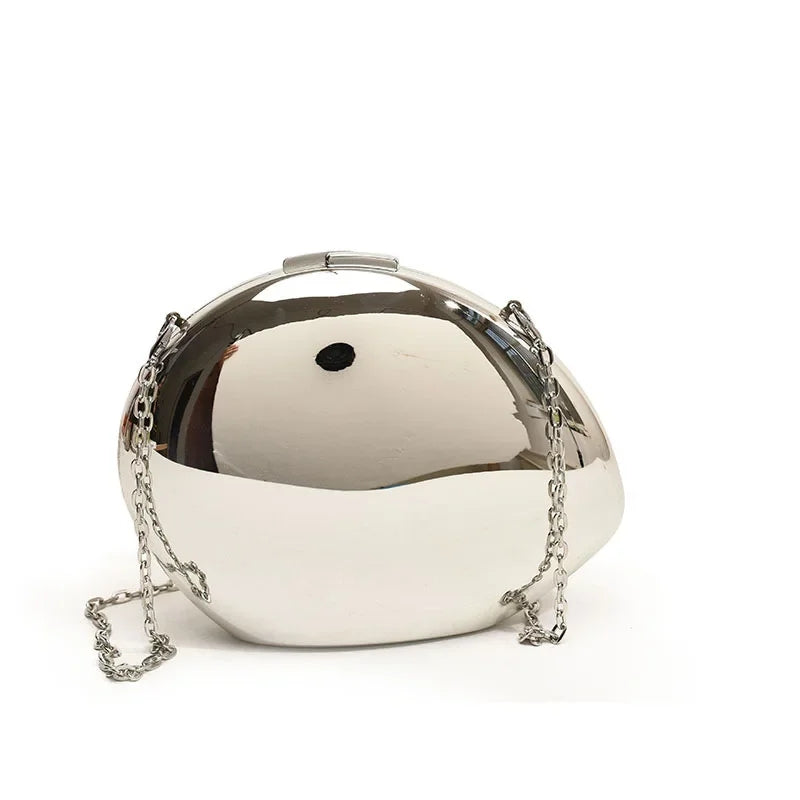 Shell Shape Metallic Evening Clutch