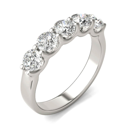 1.25 CTW Lab Diamond Five Stone Band | 14K White Gold