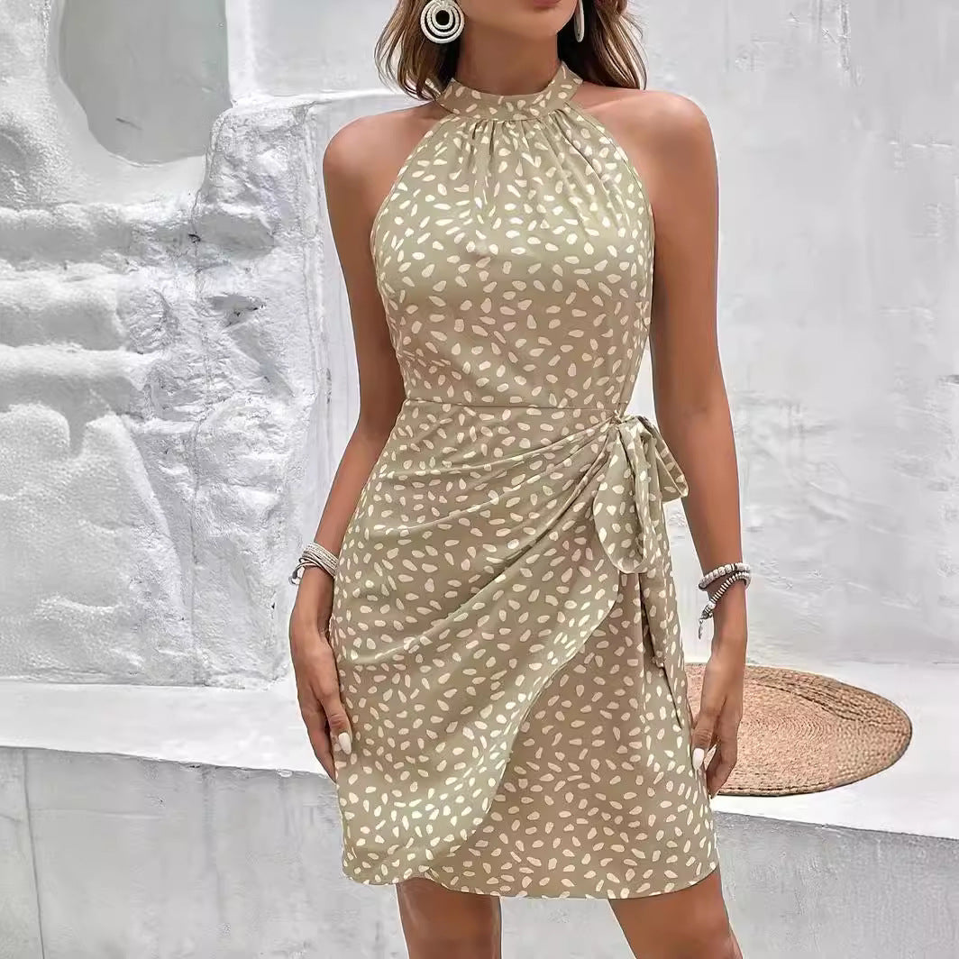 Summer Dots Halter Dress – Tied-Waist for Women