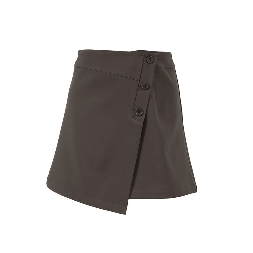 Asymmetrical Midi Skirt in Brown or Khaki | Hallebeauty