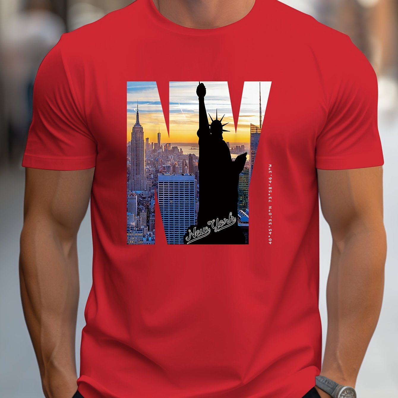 Men's NY Pattern T-Shirt | Casual Short-Sleeve Summer Tee