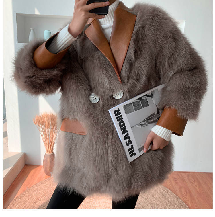 Faux Fox Fur Mid-Length Coat - Chic & Warm Winter Fashion