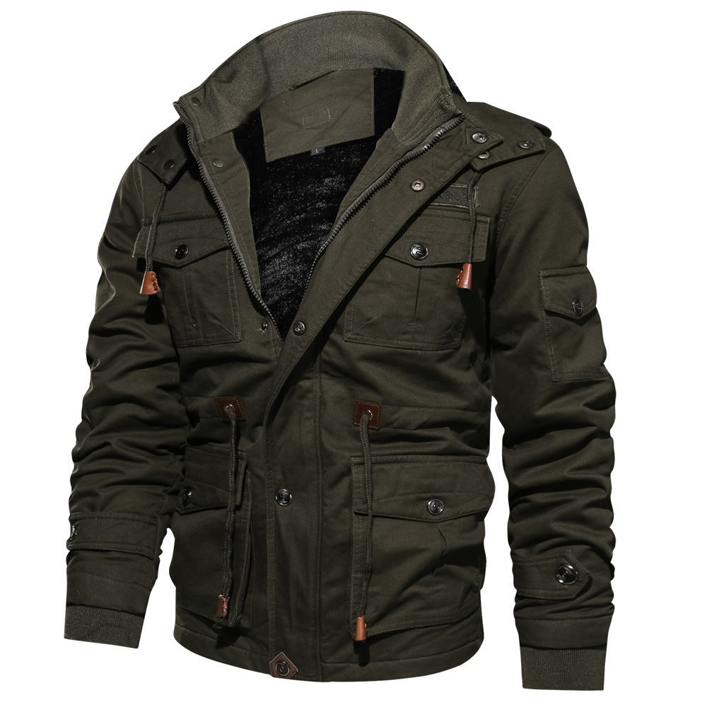 Mountainskin Men’s Winter Fleece Jacket - Warm Hooded Military Coat