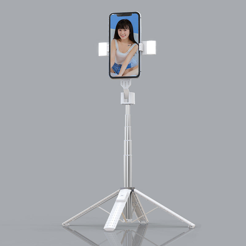 Bluetooth Selfie Stick with Double Fill Light | Quadrupod Stand