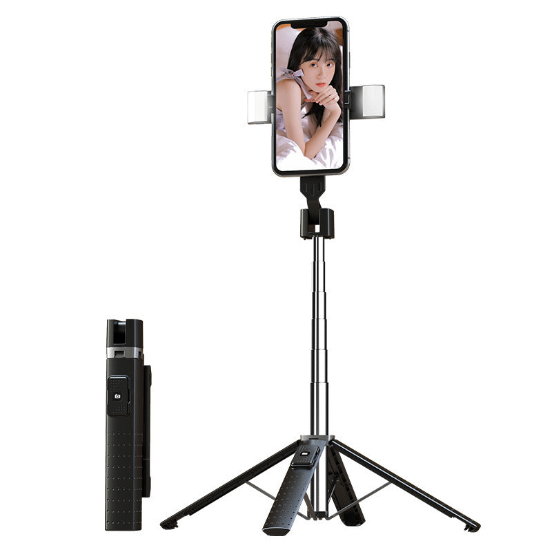 Bluetooth Selfie Stick with Double Fill Light | Quadrupod Stand