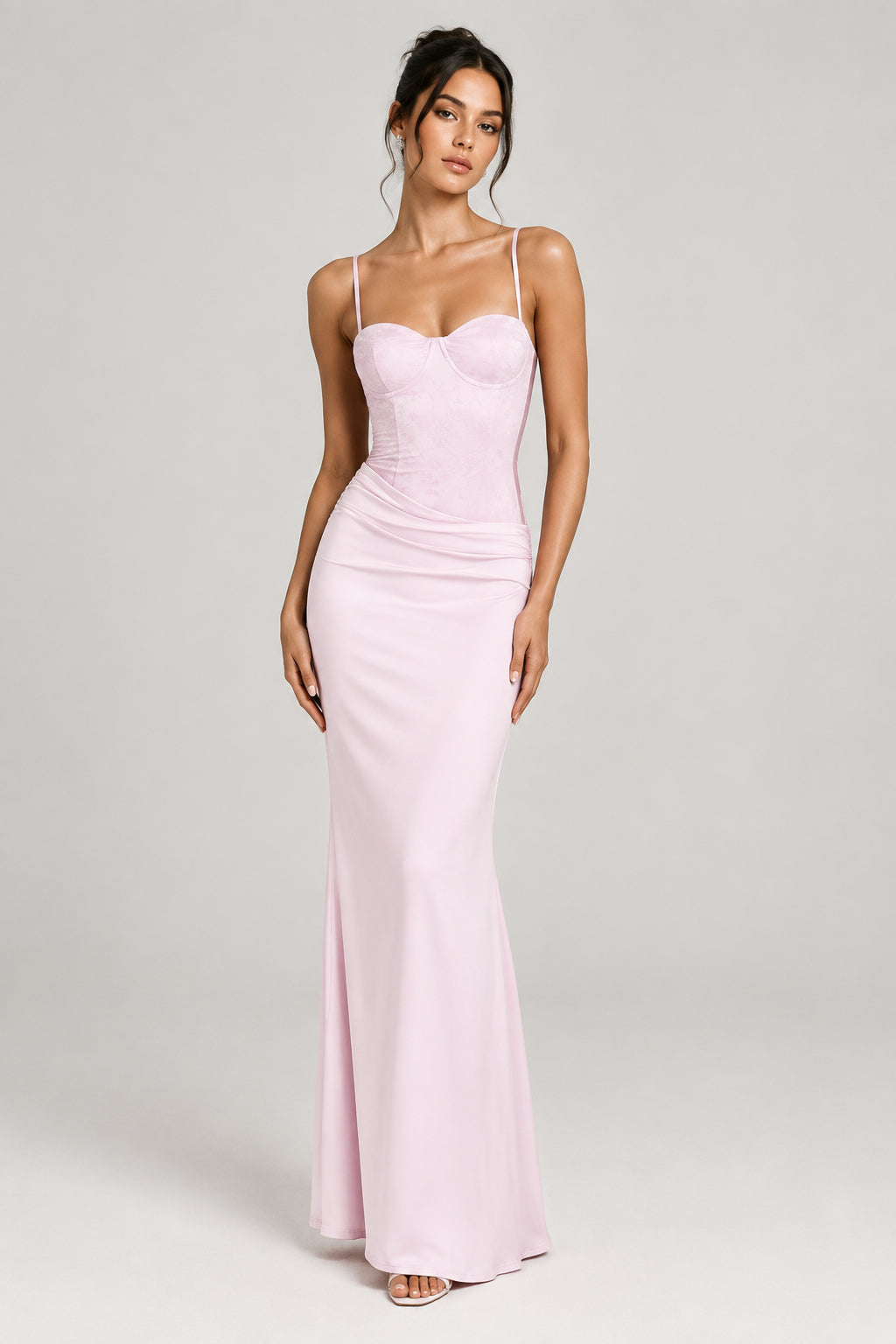 Pink Floral Lace Tie-Detail Maxi Dress | Hallebeauty