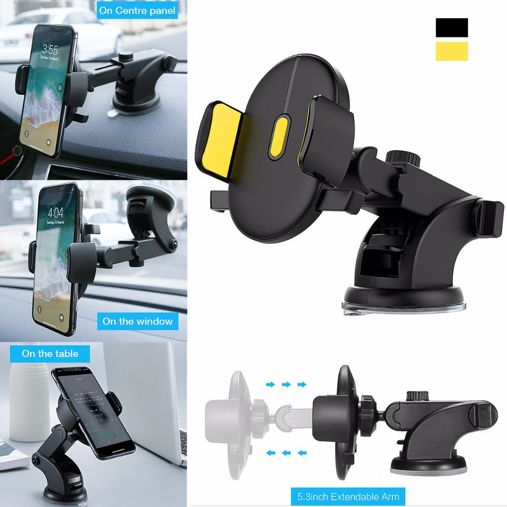 Telescopic Car Phone Holder - Suction Cup Dashboard Mount