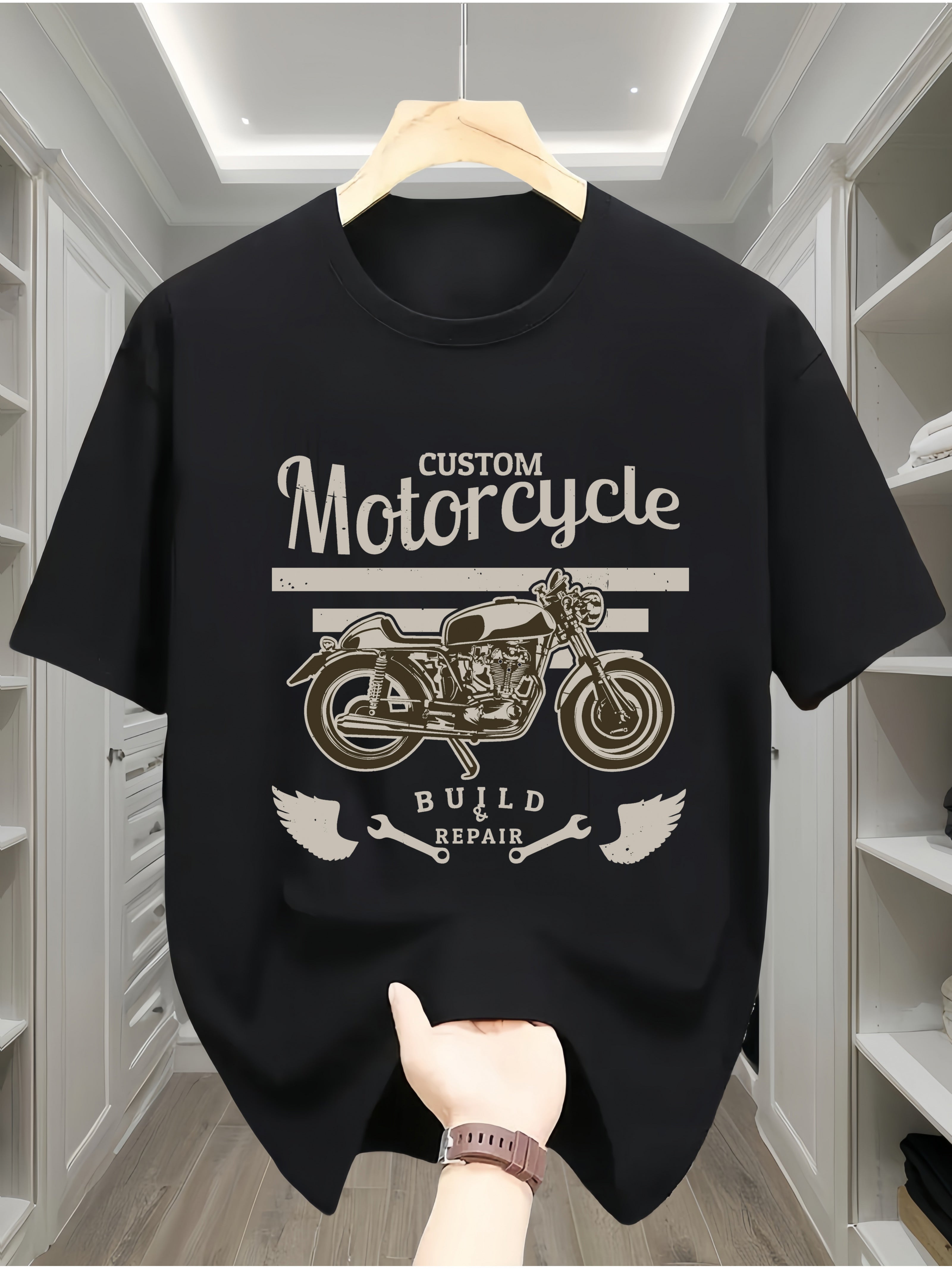 Motorcycle Pattern T-Shirt | Casual, All-Season Comfort