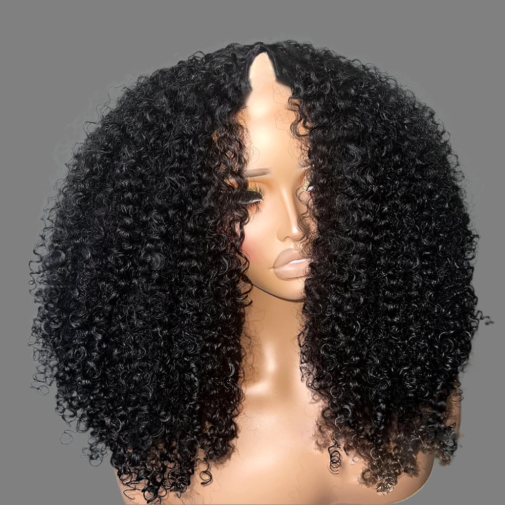 Kinky Curly V Part Wig-Human Hair