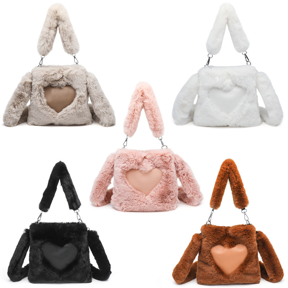 Women's Fluffy Shoulder Bag - Plush Top-Handle Tote for Autumn & Winter