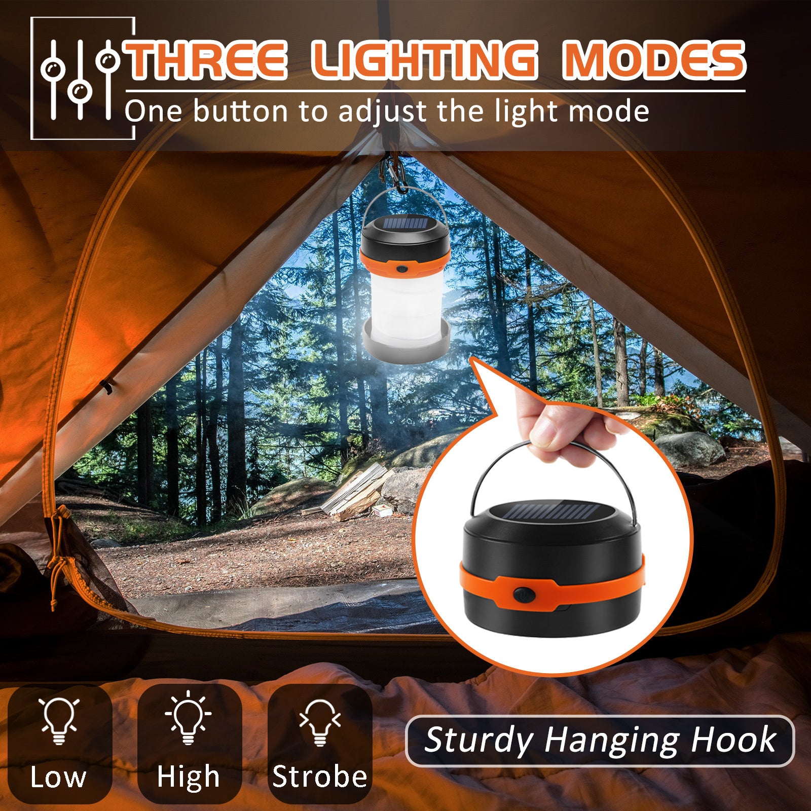 Wanjo Solar Camping Lantern | Collapsible & Rechargeable