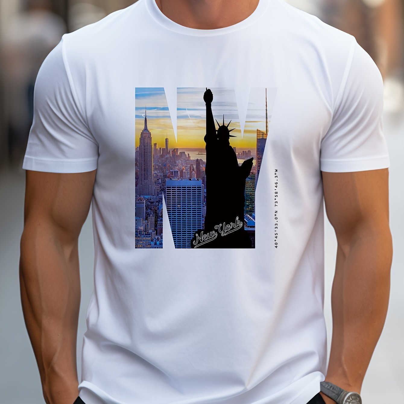 Men's NY Pattern T-Shirt | Casual Short-Sleeve Summer Tee