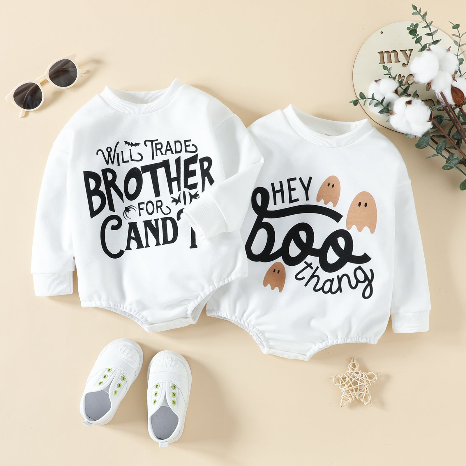 Cartoon Alphabet Halloween Kids Romper 