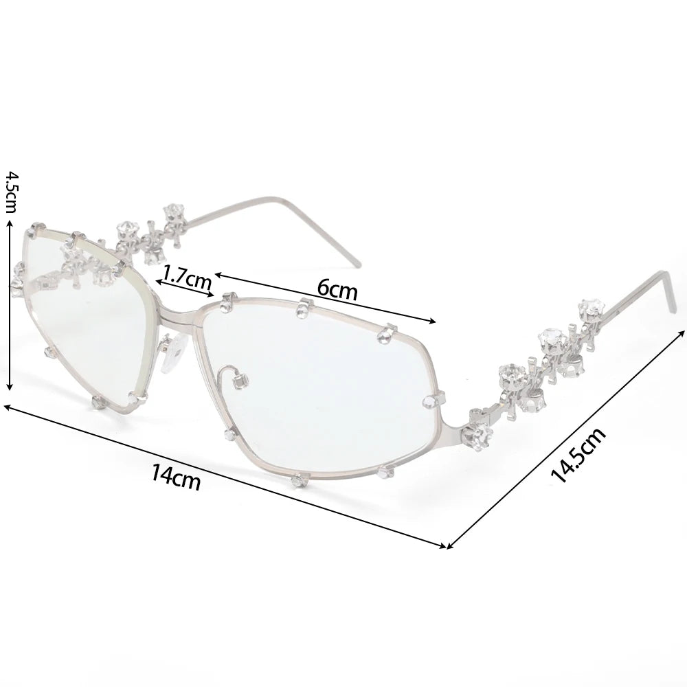 Bling Rhinestone Glasses – Oversized Cat Eye Shades