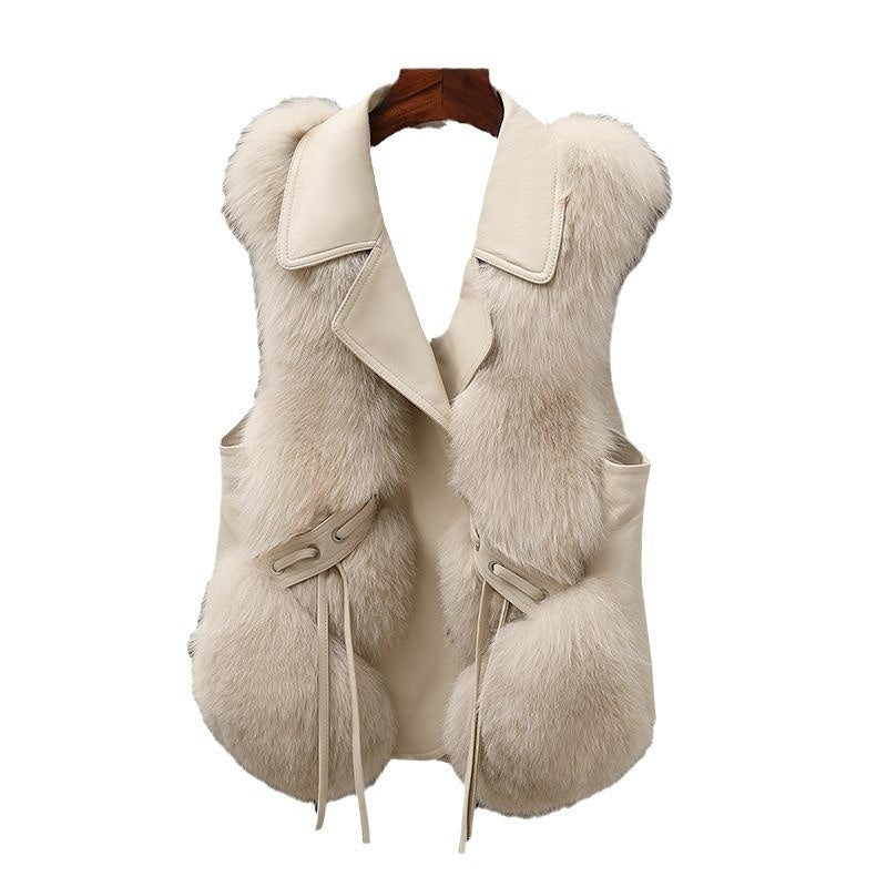 Women's Patchwork Fox Fur Vest | Elegant Winter Jacket