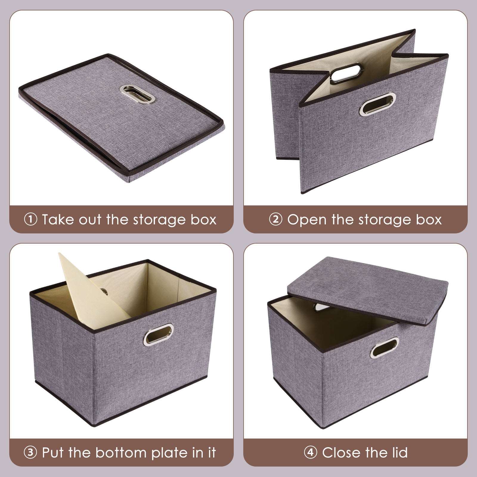 Cotton & Linen Folding Storage Box | 3-Piece & 5-Piece Set