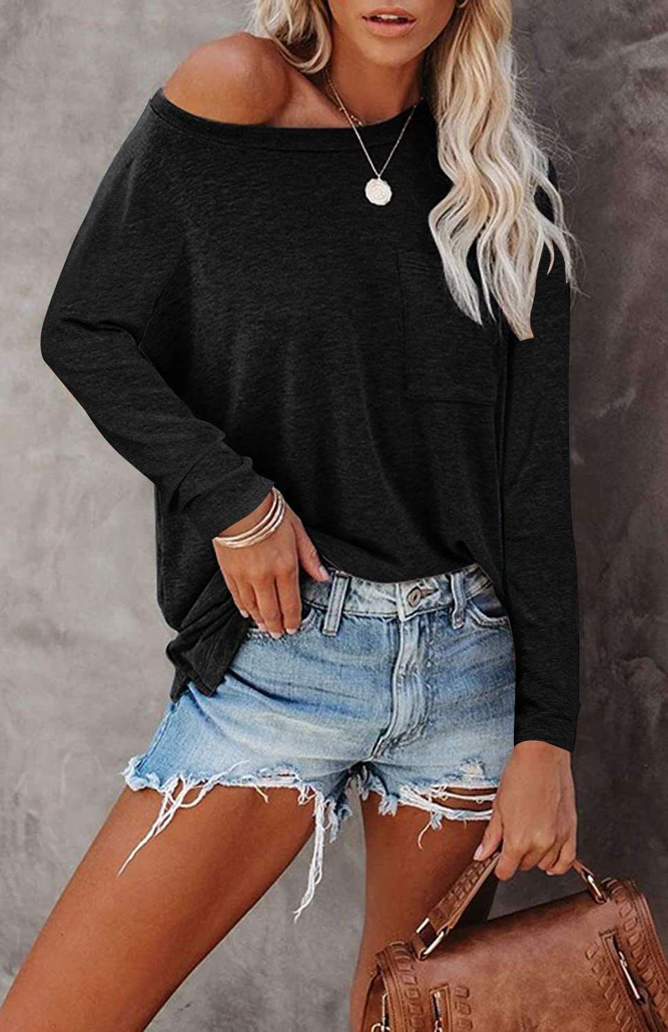 Pocket Split Long-Sleeved Casual T-shirt | Stylish & Comfortable Basic