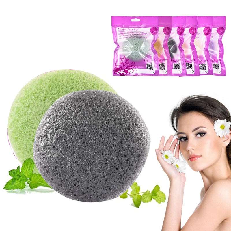 Natural Round Konjac Sponge | Gentle Face Cleaning Sponge