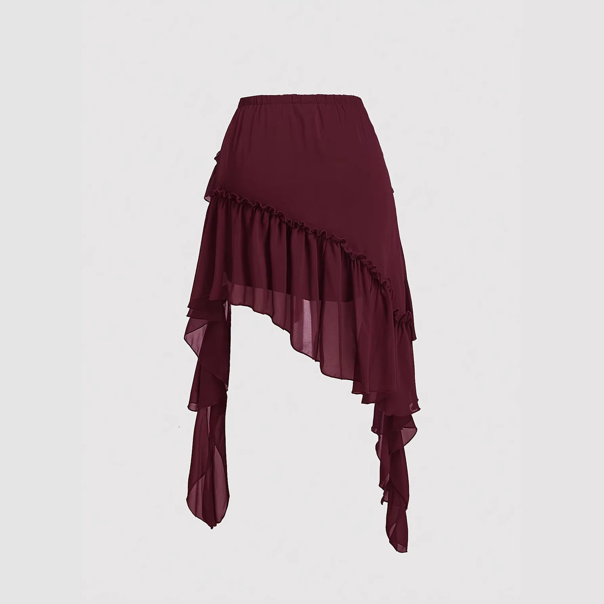 Purplish Red Asymmetrical Skirt | Hallebeauty